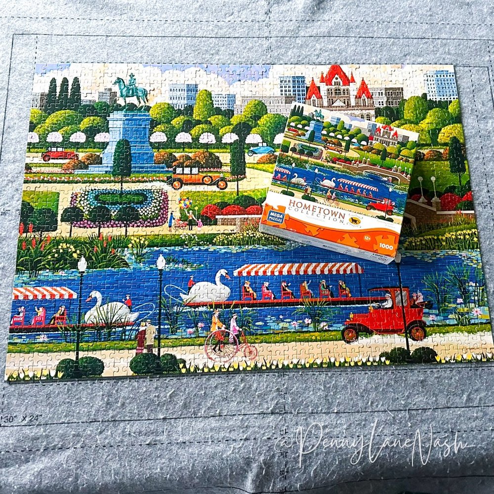 Hometown Collection Swan Boats in Boston Park 1000 Pc Jigsaw Puzzle - Picture 3 of 9